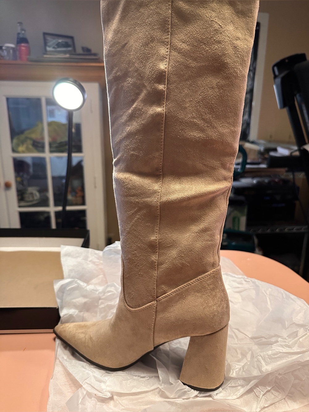 NWT Madden Girl Beige Shakke Fringe Knee-High Block Heel Boots